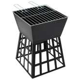 2-in-1 Fire Pit and BBQ 13.4x13.4x18.9 Steel